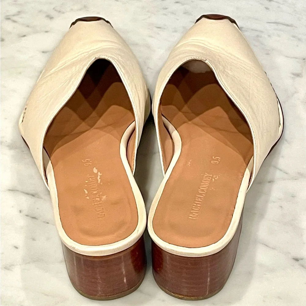Rachel Comey Leather Mules, 2” block heel, cream&brown, 9.5, EUC - Picture 5 of 11